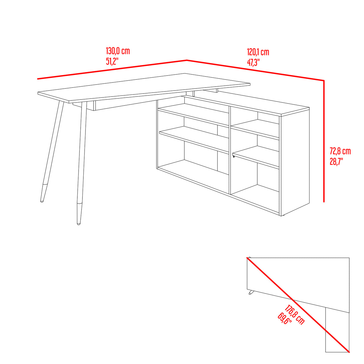 Escritorio Esquinero Singapur Duna y Blanco 130x72.5cm sin Cajones - ESCRITORIOS | Bylmo