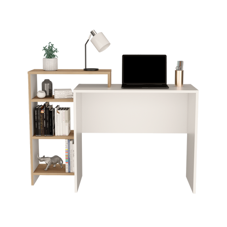 Escritorio con Biblioteca Stella Plus Blanco y Duna 125.7x89.4cm sin Cajones - ESCRITORIOS | Bylmo