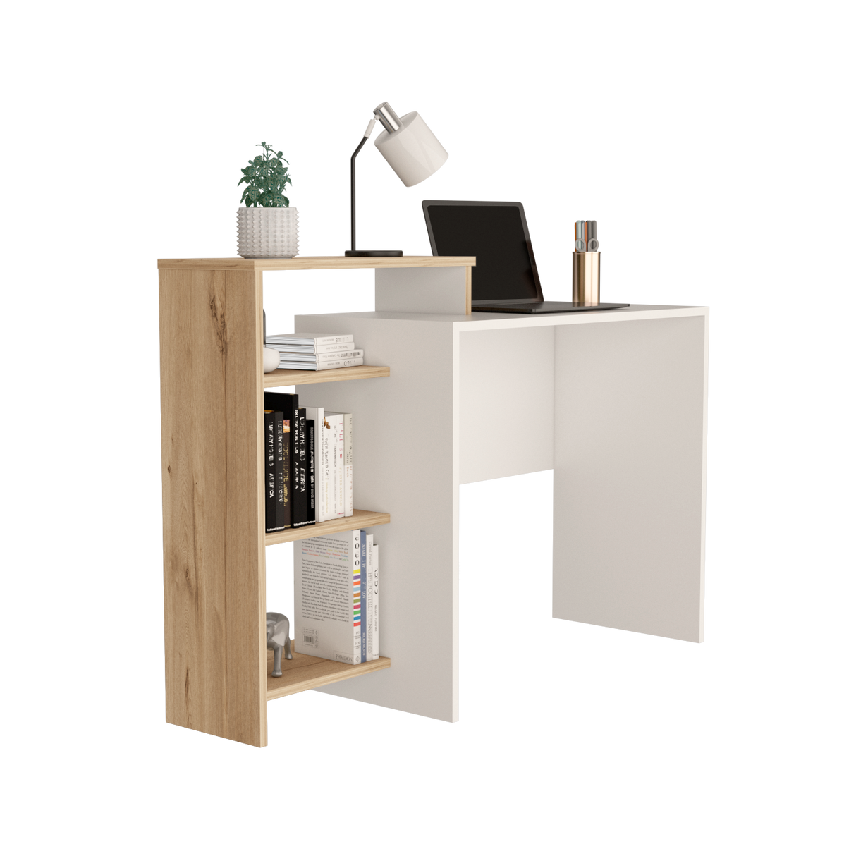 Escritorio con Biblioteca Stella Plus Blanco y Duna 125.7x89.4cm sin Cajones - ESCRITORIOS | Bylmo