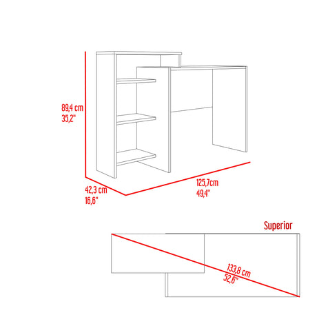 Escritorio con Biblioteca Stella Plus Blanco y Duna 125.7x89.4cm sin Cajones - ESCRITORIOS | Bylmo