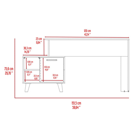 Escritorio Leira Tivoli y Blanco 151.5x75.6cm sin Cajones - ESCRITORIOS | Bylmo