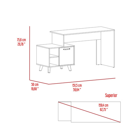 Escritorio Leira Tivoli y Blanco 151.5x75.6cm sin Cajones - ESCRITORIOS | Bylmo