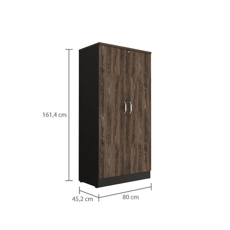 Biblioteca Rectangular Home Coñac y Wengue 80x161.4cm con Cuatro Compartimientos y Dos Puertas - BIBLIOTECAS Y ESTANTERIAS | Bylmo