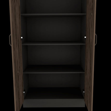 Biblioteca Rectangular Home Coñac y Wengue 80x161.4cm con Cuatro Compartimientos y Dos Puertas - BIBLIOTECAS Y ESTANTERIAS | Bylmo