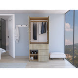 Closet Sevilla Fresno Europeo Mallado 80x180cm Con Tres Cajones y Cinco Compartimientos - CLOSETS | Bylmo