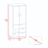 Closet Sevilla Fresno Europeo Mallado 80x180cm Con Tres Cajones y Cinco Compartimientos - CLOSETS | Bylmo