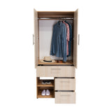 Closet Sevilla Fresno Europeo Mallado 80x180cm Con Tres Cajones y Cinco Compartimientos - CLOSETS | Bylmo