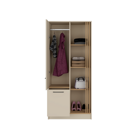 Closet Vance Capri y Fresno Europeo 80x180cm Con Un Cajón y Seis Compartimientos - CLOSETS | Bylmo