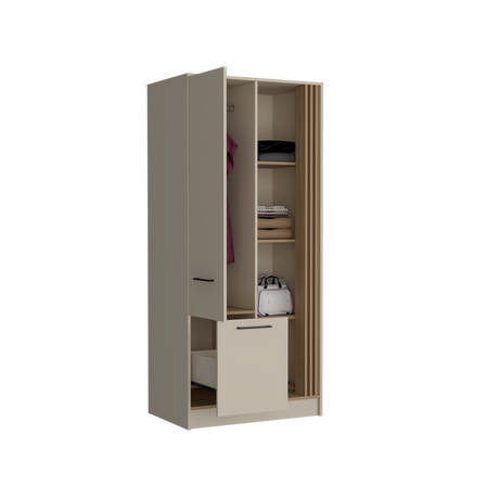 Closet Vance Capri y Fresno Europeo 80x180cm Con Un Cajón y Seis Compartimientos - CLOSETS | Bylmo