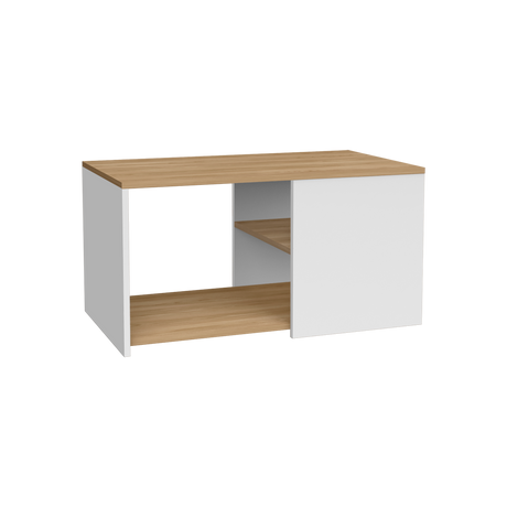 Mesa de Centro Adele Blanco y Fresno 80.1x42.1cm Rectangular con Compartimientos - MESAS DE CENTRO | Bylmo