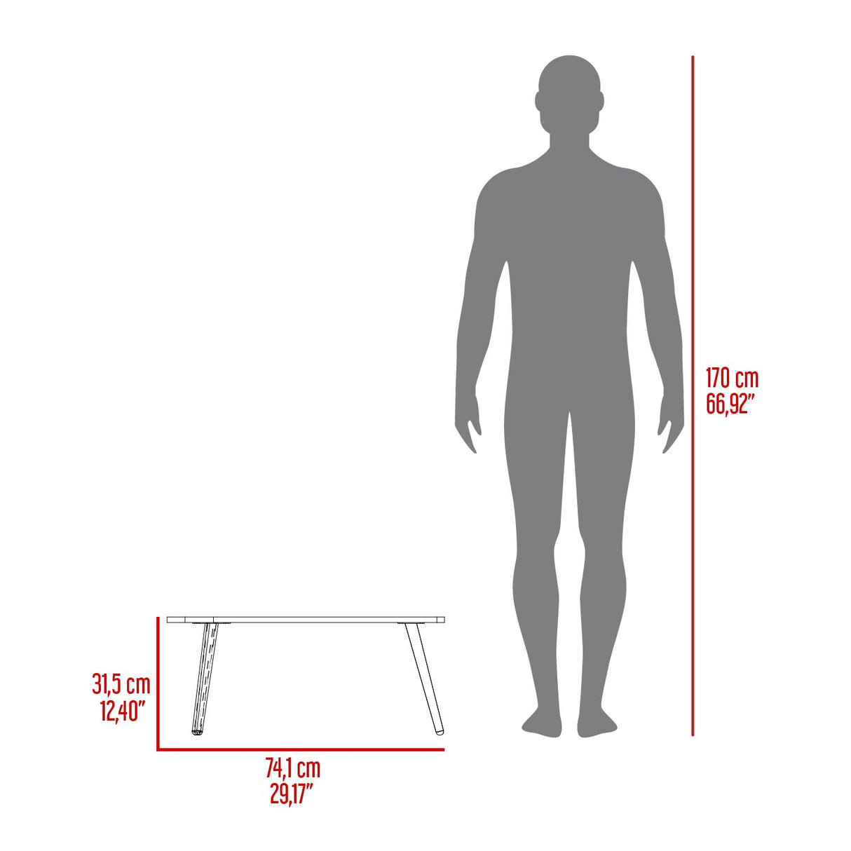 Mesa de Centro Narvik Blanco 74.1x31.5cm Rectangular y con Patas - MESAS DE CENTRO | Bylmo