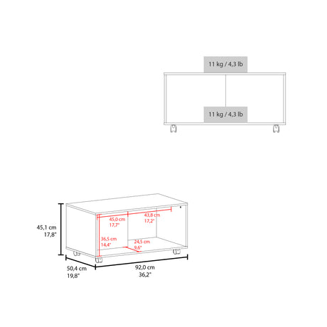 Mesa de Centro Patrick Wengue 92x45.1cm Rectangular con Compartimientos y con De Ruedas - MESAS DE CENTRO | Bylmo