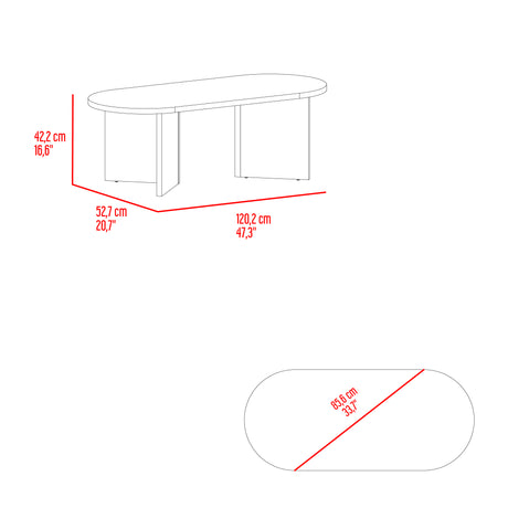 Mesa de Centro Ted Fresno Europeo 120.2x42.2cm Ovalado - MESAS DE CENTRO | Bylmo