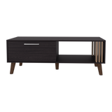 Mesa de Centro Vance Wengue y Fresno Europeo 120x43cm Rectangular con Compartimientos y con Patas - MESAS DE CENTRO | Bylmo