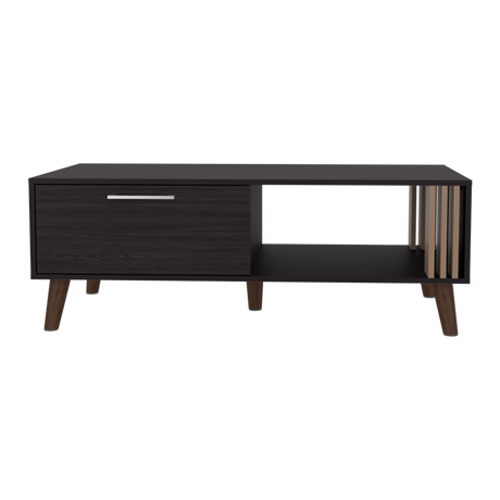 Mesa de Centro Vance Wengue y Fresno Europeo 120x43cm Rectangular con Compartimientos y con Patas - MESAS DE CENTRO | Bylmo