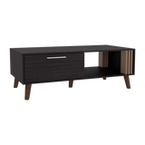 Mesa de Centro Vance Wengue y Fresno Europeo 120x43cm Rectangular con Compartimientos y con Patas - MESAS DE CENTRO | Bylmo
