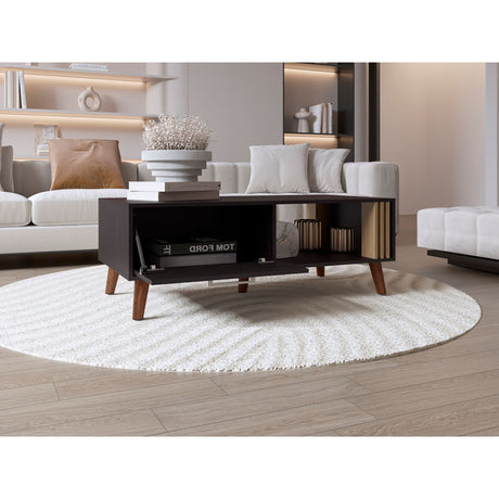 Mesa de Centro Vance Wengue y Fresno Europeo 120x43cm Rectangular con Compartimientos y con Patas - MESAS DE CENTRO | Bylmo