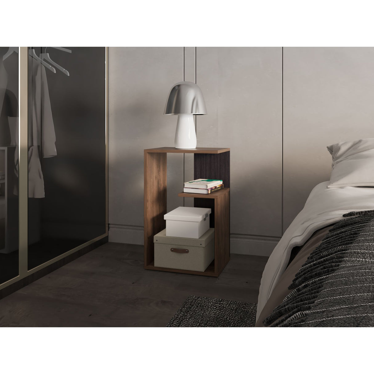 Mesa Auxiliar Everett Bellota y Wengue 39.8x63.4cm Rectangular con Dos Compartimientos - MESAS AUXILIARES | Bylmo