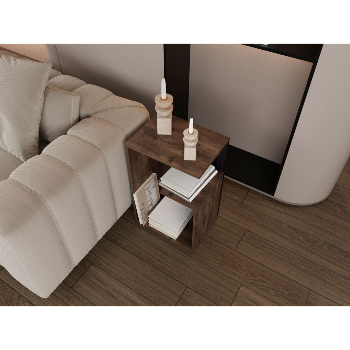 Mesa Auxiliar Everett Bellota y Wengue 39.8x63.4cm Rectangular con Dos Compartimientos - MESAS AUXILIARES | Bylmo