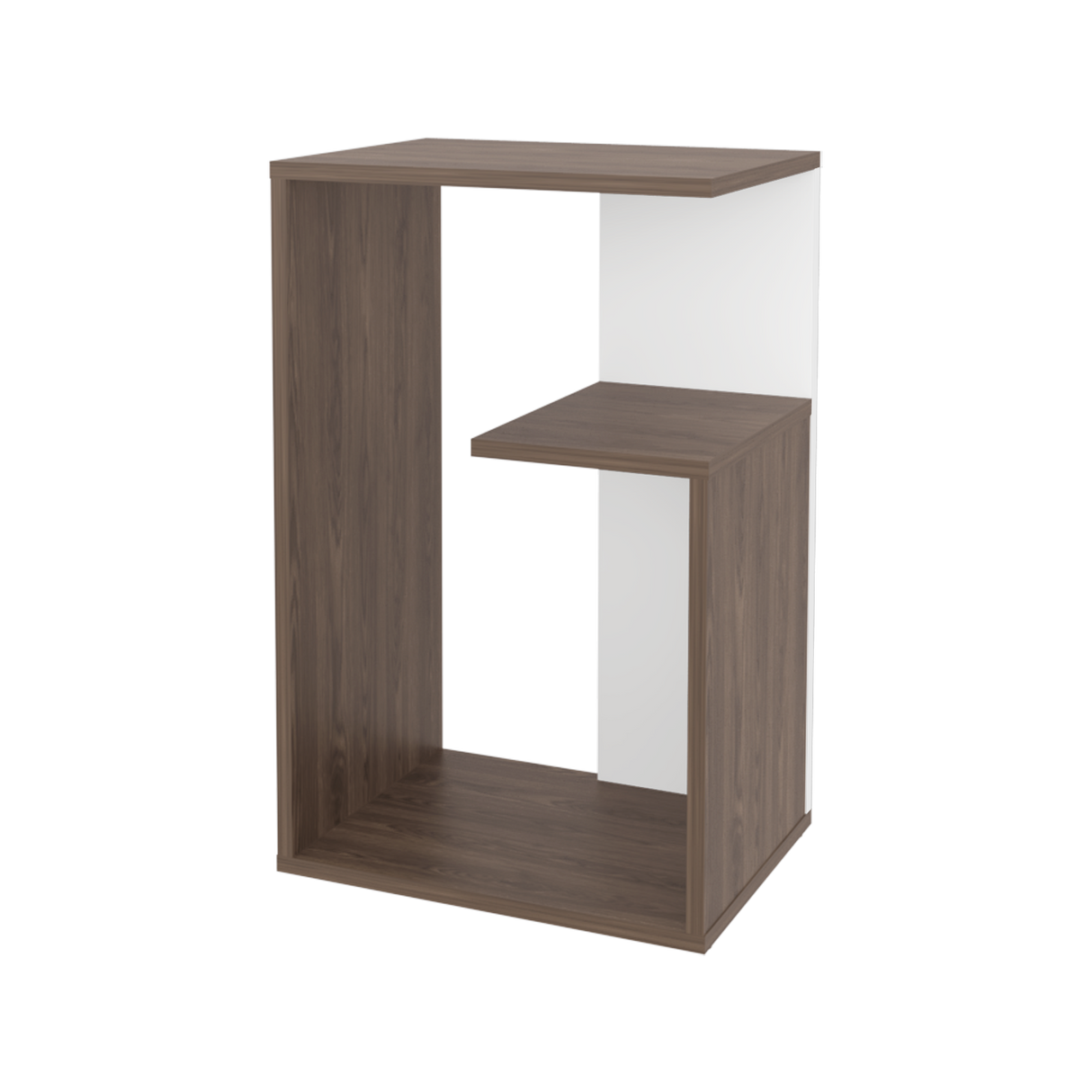 Mesa Auxiliar Everett Coñac y Blanco 39.8x63.4cm Rectangular con Dos Compartimientos - MESAS AUXILIARES | Bylmo