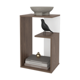 Mesa Auxiliar Everett Coñac y Blanco 39.8x63.4cm Rectangular con Dos Compartimientos - MESAS AUXILIARES | Bylmo