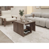 Mesa Auxiliar Everett Coñac y Blanco 39.8x63.4cm Rectangular con Dos Compartimientos - MESAS AUXILIARES | Bylmo