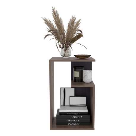 Mesa Auxiliar Everett Coñac y Wengue 39.8x63.4cm Rectangular con Dos Compartimientos - MESAS AUXILIARES | Bylmo