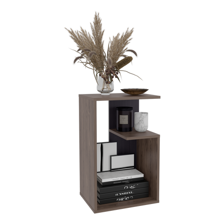 Mesa Auxiliar Everett Coñac y Wengue 39.8x63.4cm Rectangular con Dos Compartimientos - MESAS AUXILIARES | Bylmo