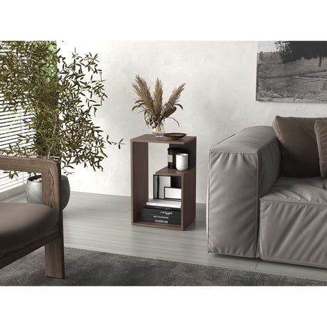 Mesa Auxiliar Everett Coñac y Wengue 39.8x63.4cm Rectangular con Dos Compartimientos - MESAS AUXILIARES | Bylmo