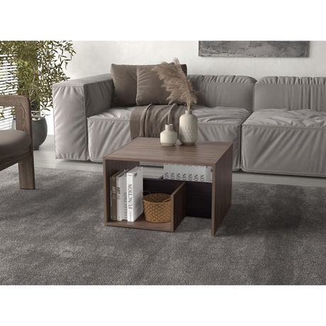 Mesa Auxiliar Everett Coñac y Wengue 39.8x63.4cm Rectangular con Dos Compartimientos - MESAS AUXILIARES | Bylmo