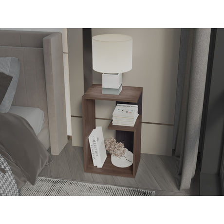 Mesa Auxiliar Everett Coñac y Wengue 39.8x63.4cm Rectangular con Dos Compartimientos - MESAS AUXILIARES | Bylmo