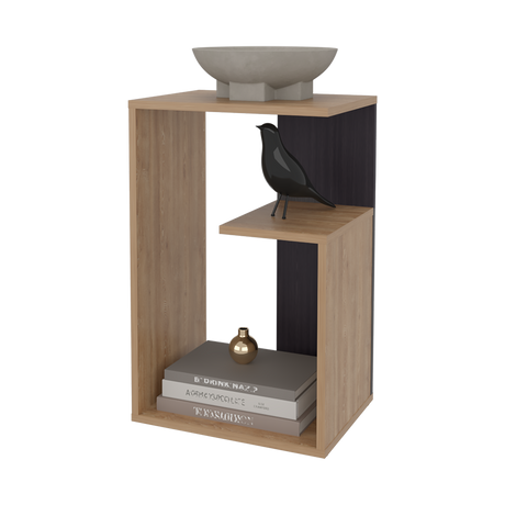 Mesa Auxiliar Everett Miel y Wengue 39.8x63.4cm Rectangular con Dos Compartimientos - MESAS AUXILIARES | Bylmo