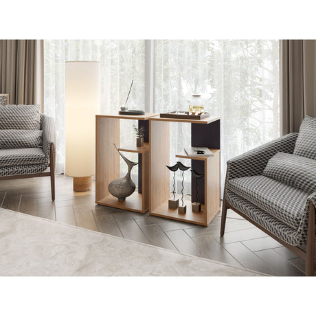 Mesa Auxiliar Everett Miel y Wengue 39.8x63.4cm Rectangular con Dos Compartimientos - MESAS AUXILIARES | Bylmo