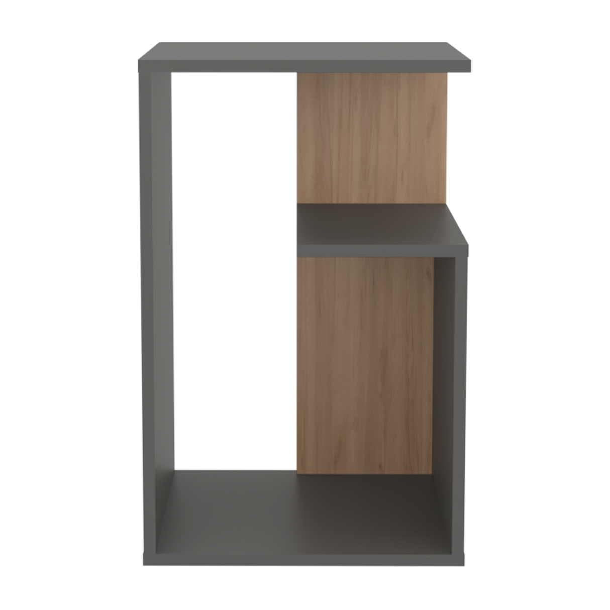 Mesa Auxiliar Everett Plomo y Fresno Europeo 39.8x63.4cm Rectangular con Dos Compartimientos - MESAS AUXILIARES | Bylmo