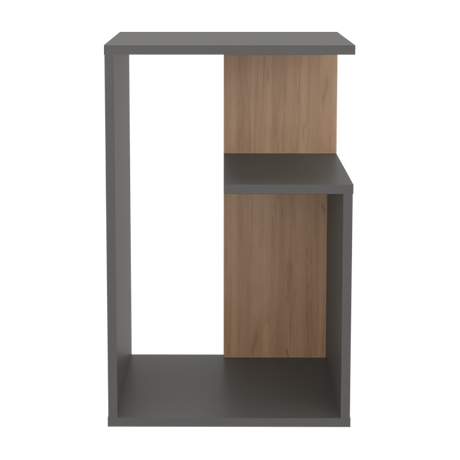 Mesa Auxiliar Everett Plomo y Fresno Europeo 39.8x63.4cm Rectangular con Dos Compartimientos - MESAS AUXILIARES | Bylmo