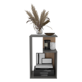 Mesa Auxiliar Everett Plomo y Fresno Europeo 39.8x63.4cm Rectangular con Dos Compartimientos - MESAS AUXILIARES | Bylmo