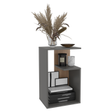 Mesa Auxiliar Everett Plomo y Fresno Europeo 39.8x63.4cm Rectangular con Dos Compartimientos - MESAS AUXILIARES | Bylmo