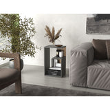 Mesa Auxiliar Everett Plomo y Fresno Europeo 39.8x63.4cm Rectangular con Dos Compartimientos - MESAS AUXILIARES | Bylmo