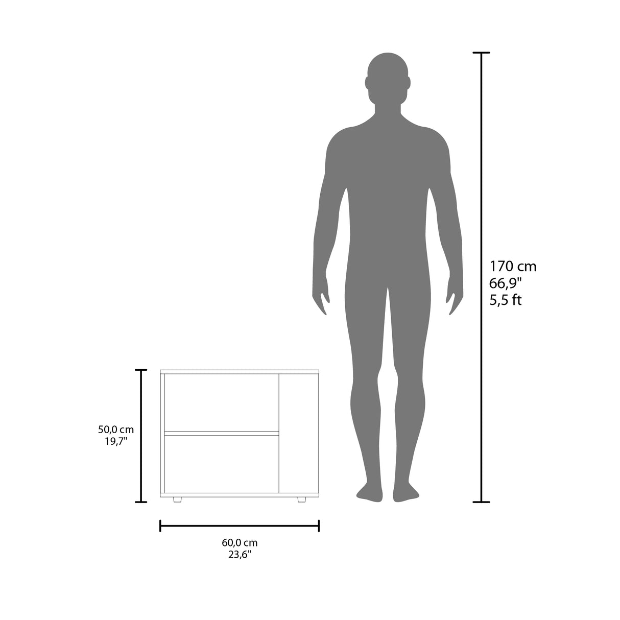 Mueble Auxiliar Garden Blanco 60x50cm Rectangular con Dos Compartimientos - MESAS AUXILIARES | Bylmo