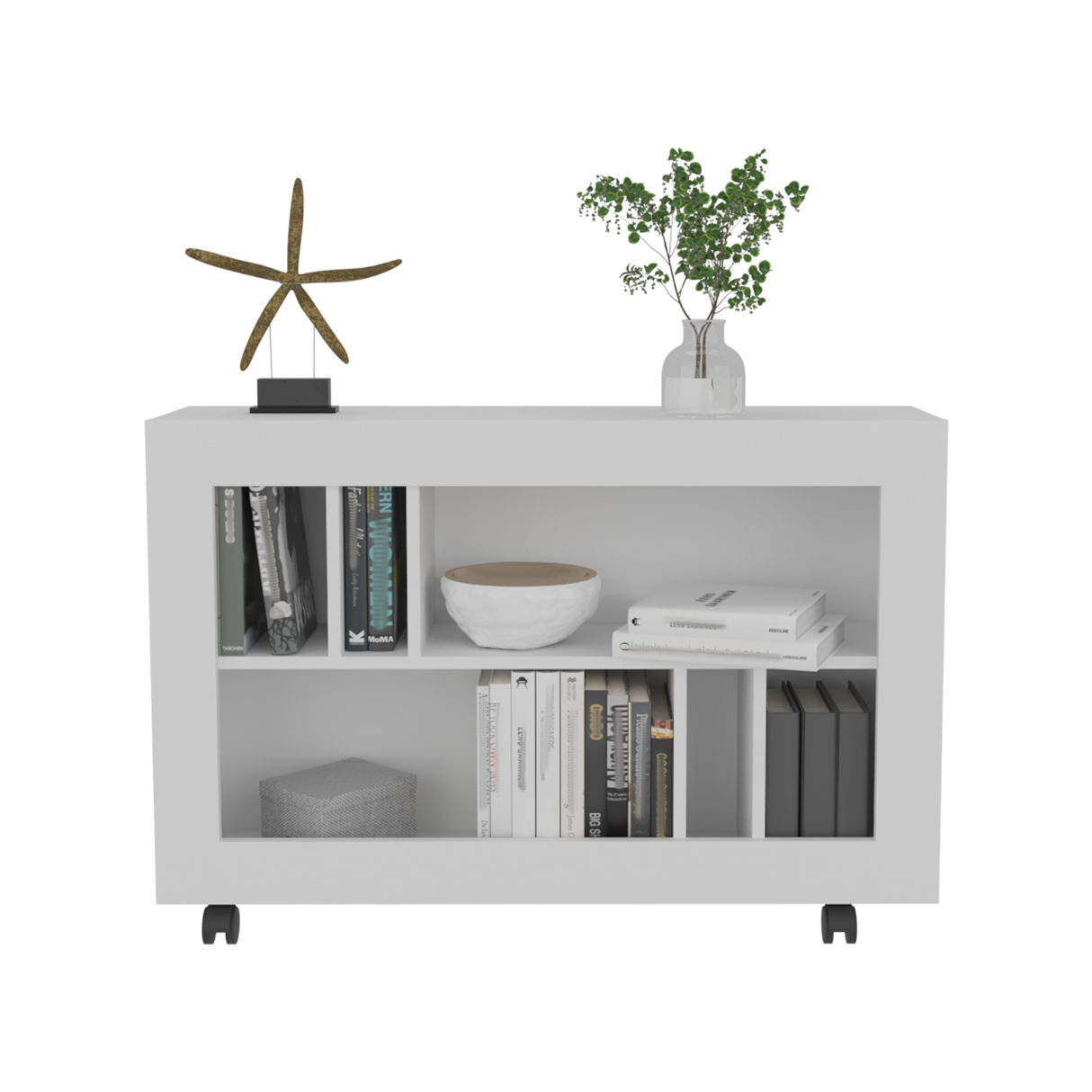 Mueble Auxiliar Joge Blanco 95x64.5cm Rectangular con Seis Compartimientos - MESAS AUXILIARES | Bylmo