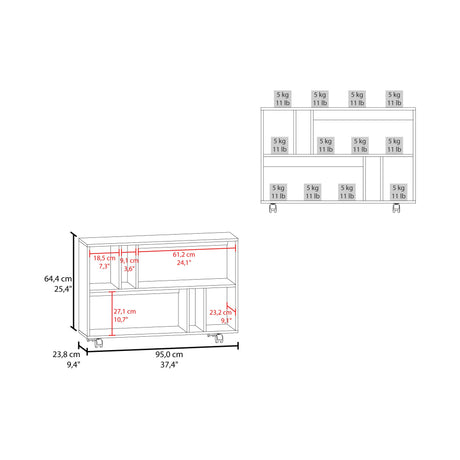 Mueble Auxiliar Joge Blanco 95x64.5cm Rectangular con Seis Compartimientos - MESAS AUXILIARES | Bylmo