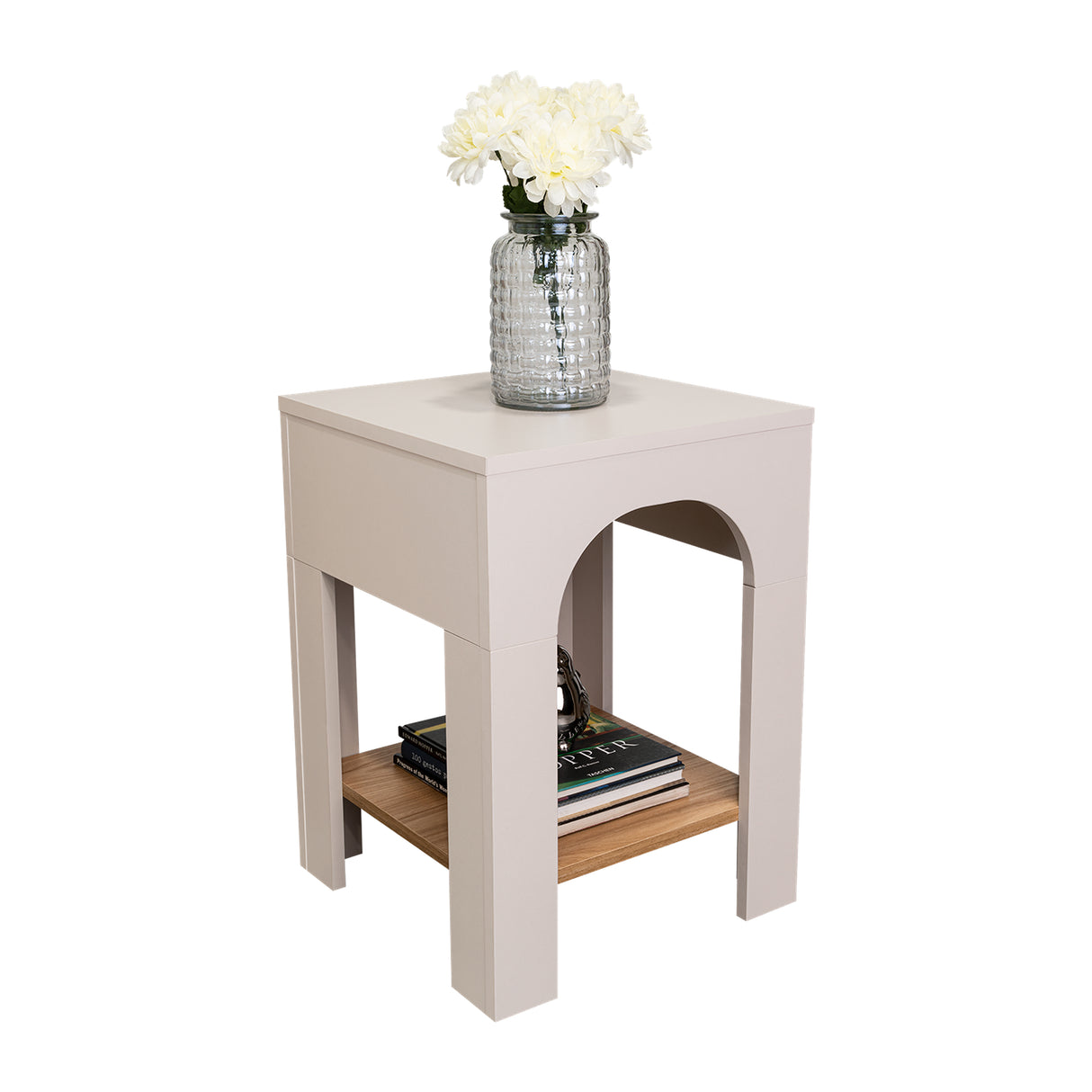 Mesa Auxiliar Aira Capri y Fresno Europeo 37.5x52cm Rectangular con Dos Compartimientos - MESAS AUXILIARES | Bylmo