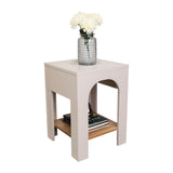 Mesa Auxiliar Aira Capri y Fresno Europeo 37.5x52cm Rectangular con Dos Compartimientos - MESAS AUXILIARES | Bylmo