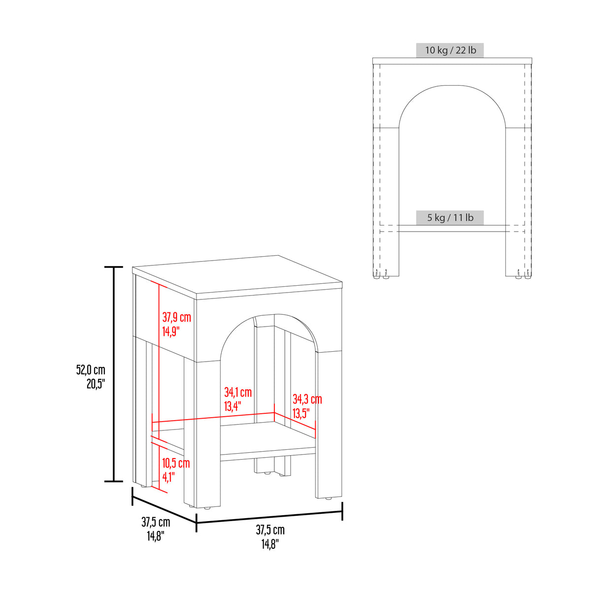Mesa Auxiliar Aira Capri y Fresno Europeo 37.5x52cm Rectangular con Dos Compartimientos - MESAS AUXILIARES | Bylmo