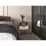 Mesa de Noche Wende Blanco y Fresno Europeo 40x43cm con Un Cajón - MESAS DE NOCHE | Bylmo
