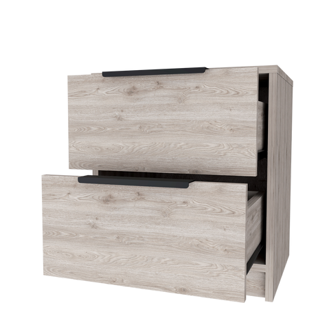Mesa de Noche Kaia Ceniza 41x48cm con Dos Cajones - MESAS DE NOCHE | Bylmo