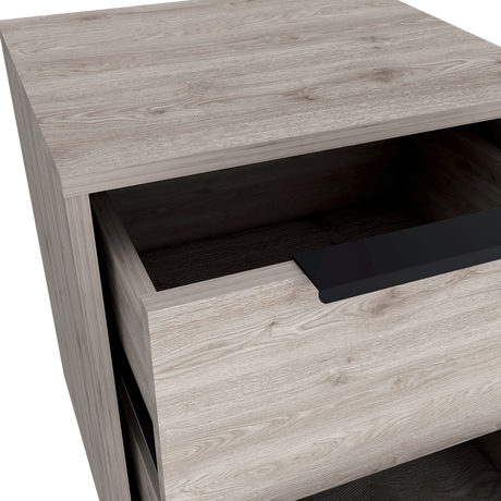 Mesa de Noche Kaia Ceniza 41x48cm con Dos Cajones - MESAS DE NOCHE | Bylmo