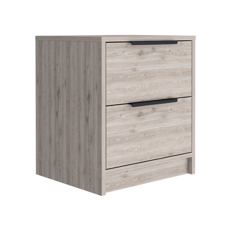 Mesa de Noche Kaia Ceniza 41x48cm con Dos Cajones - MESAS DE NOCHE | Bylmo