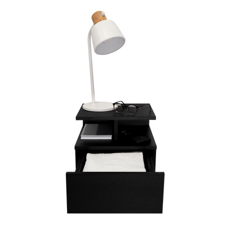 Mesa de Noche Flotante Wengue 35.6x29.5cm con Un Cajón - MESAS DE NOCHE | Bylmo