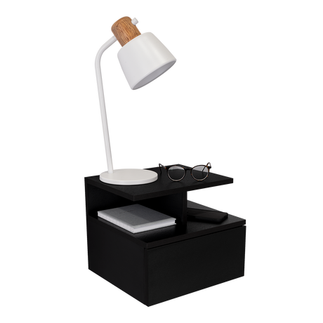 Mesa de Noche Flotante Wengue 35.6x29.5cm con Un Cajón - MESAS DE NOCHE | Bylmo